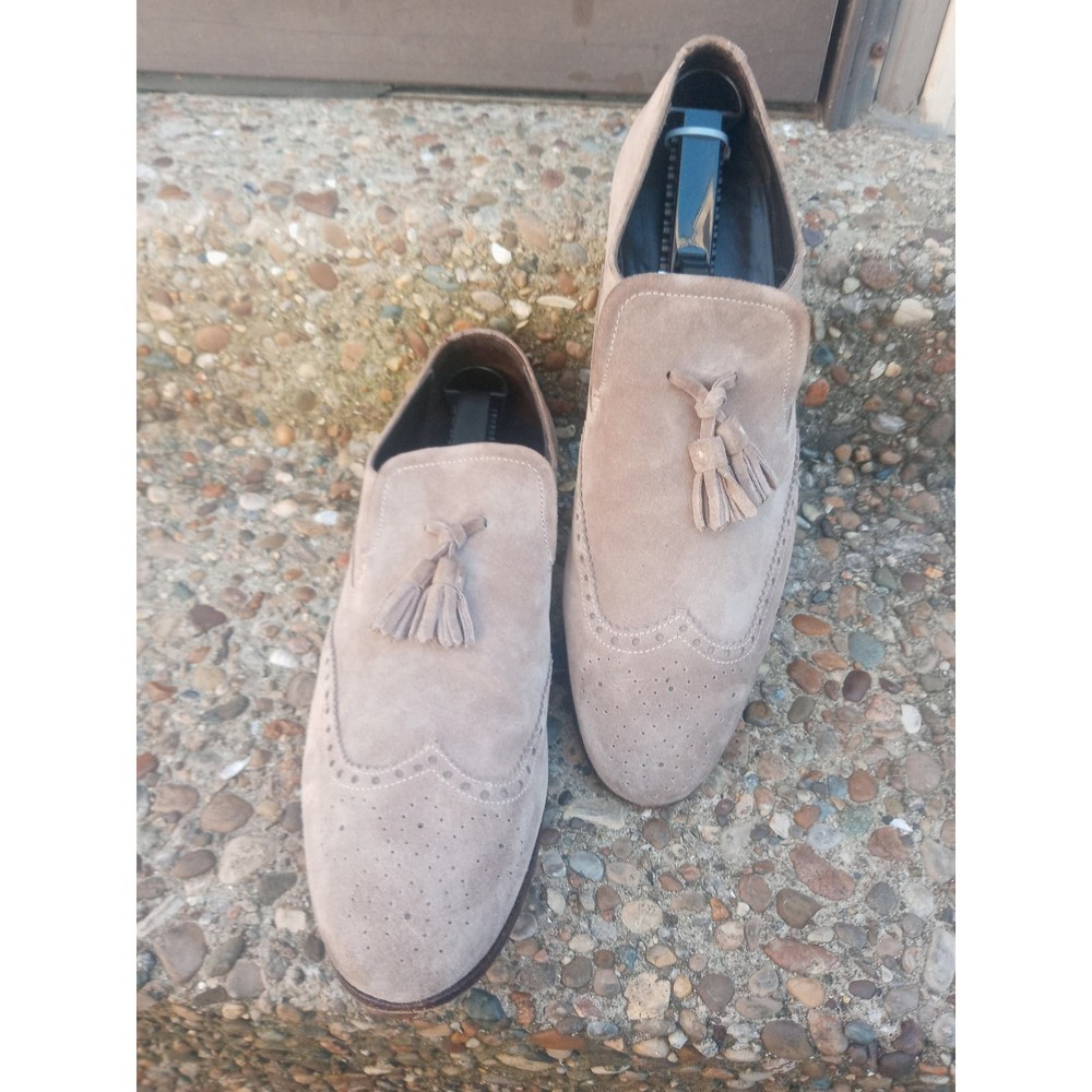 NDC Hand-Made All Leather Suede Wingtip Tassels Tan  Loafers - Size 10 (43)
